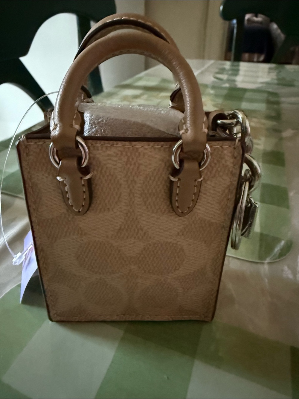 NWT Coach logo monogram Signature leather nano Mini tote charm hand bag. - Picture 2 of 13
